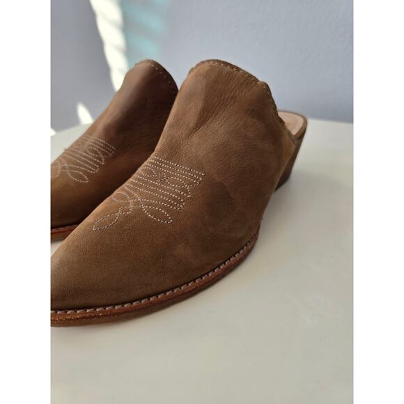 Dolce Vita Brown Suede Mule Booties Size 7.5 | Western Slip-On Stacked Heel - Picture 7 of 8